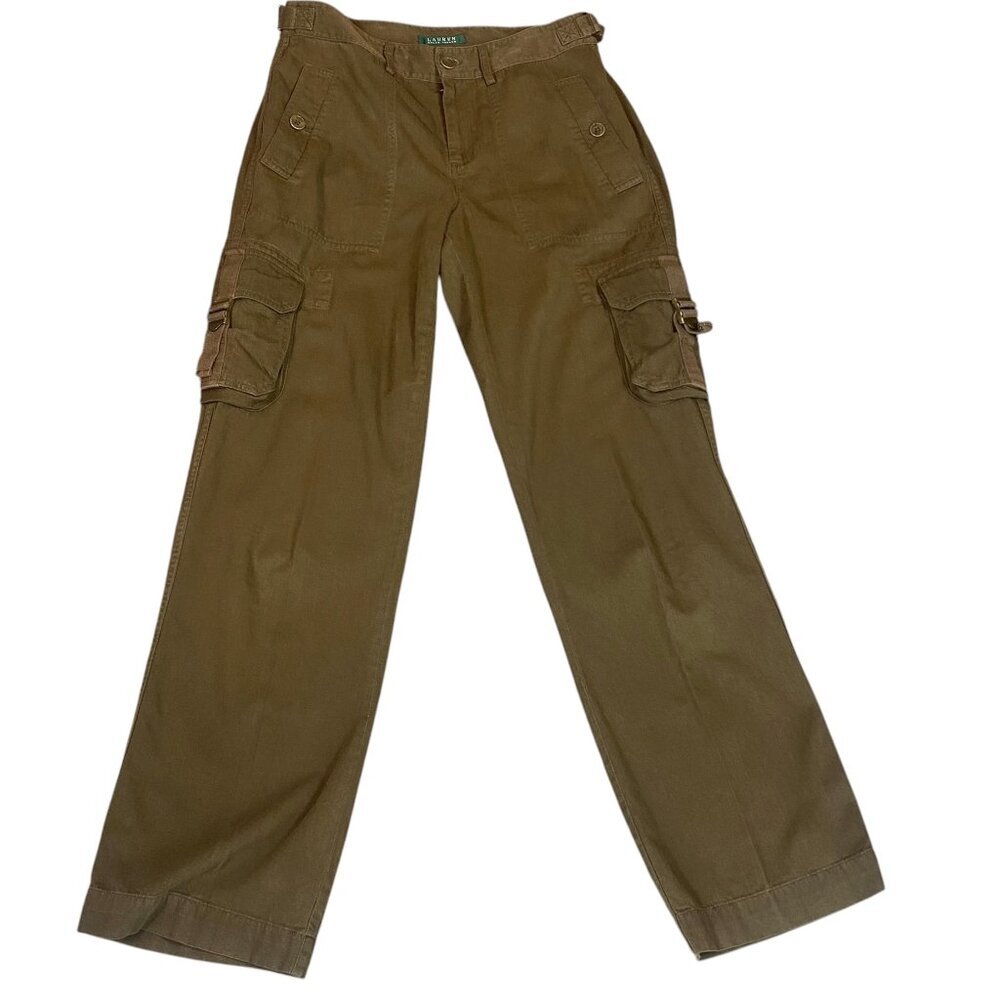 VTG ‎ Lauren Ralph Lauren Utility Cargo Pants Sz 4 Olive Green #169M - Picture 2 of 11